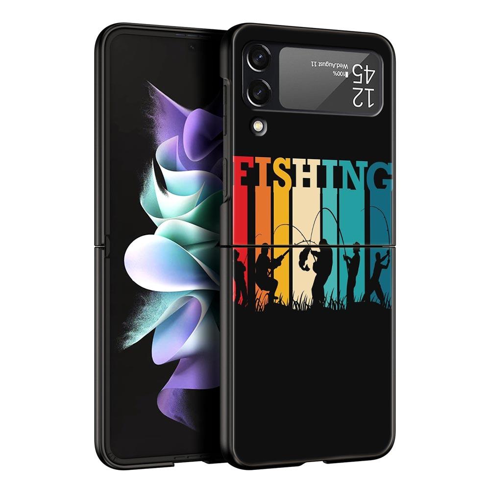 Hunting Fishing Man Hard PC Phone Case For Samsung Galaxy Z Flip 7 6 5 4 Black Cover For Galaxy Z Flip 3 Foldable Fundas Shell