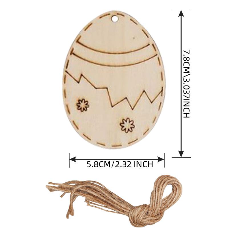 10 шт. Деревянные подвески в виде кроликов, Подвесное украшение в виде пасхального яйца для украшения дома на вечеринку в честь счастливой Пасхи, Материал для детского DIY-рисования, Подарки