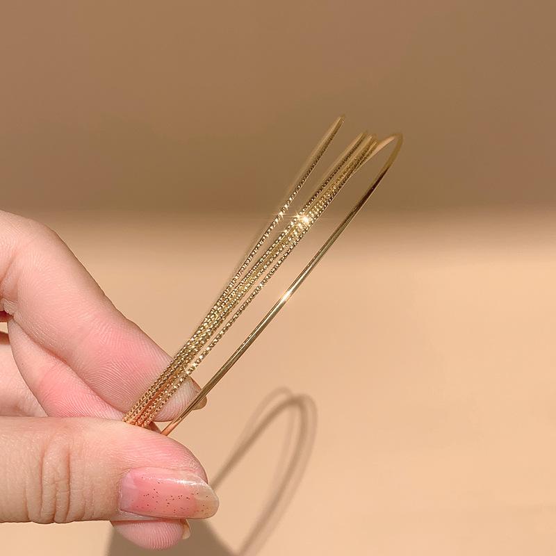 New Thin Gold Color Headbands Women Multilayer Alloy Hair Hoop Double Root Metal Hair Bands Hair Accessories Smooth Head Hoop