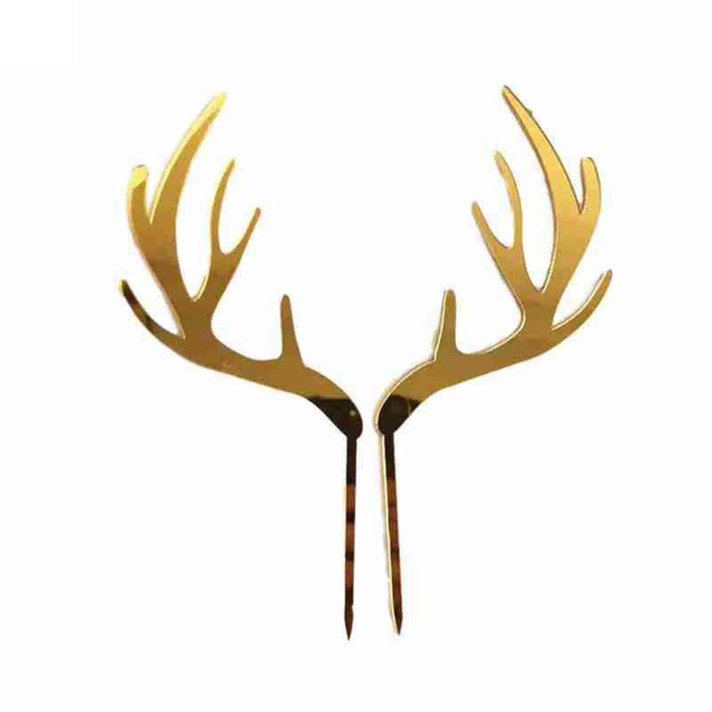 Год Олень Лось Золото Серебро Акриловое Рождественское Украшение Оленьи Рога Товары для Вечеринки Топпер для Торта
