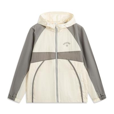 Li Ning Баскетбольная серия Reverse Five Series Сшивная Толстовка с капюшоном на молнии Удобная Дышащая Универсальная куртка Мужские куртки Молочно-белый Железо-серый AFDV129-2