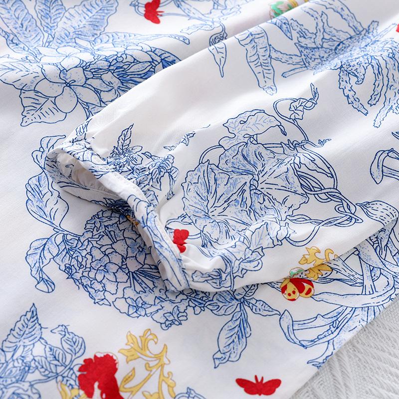 Летняя ночная рубашка с длинными рукавами, женская ночная рубашка в стиле бохо, пляжная ночная рубашка, длинная юбка, большой размер, свободная домашняя одежда