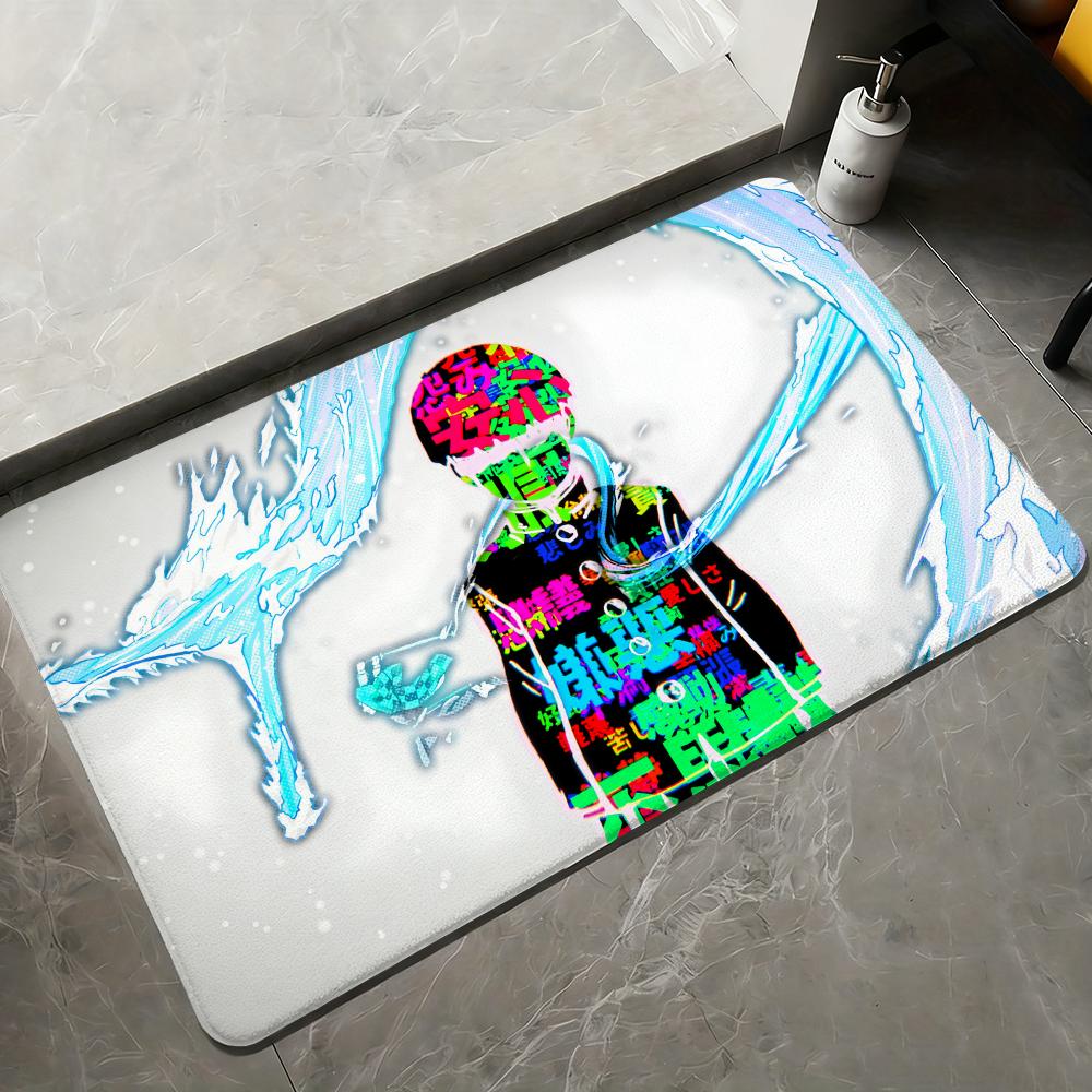 Anime M-Mob Psycho 100 Floor Mat Flannel Rugs Soft Winter Warmth Floor Mat Thickened Non-Slip for Living Room Home Door Mat