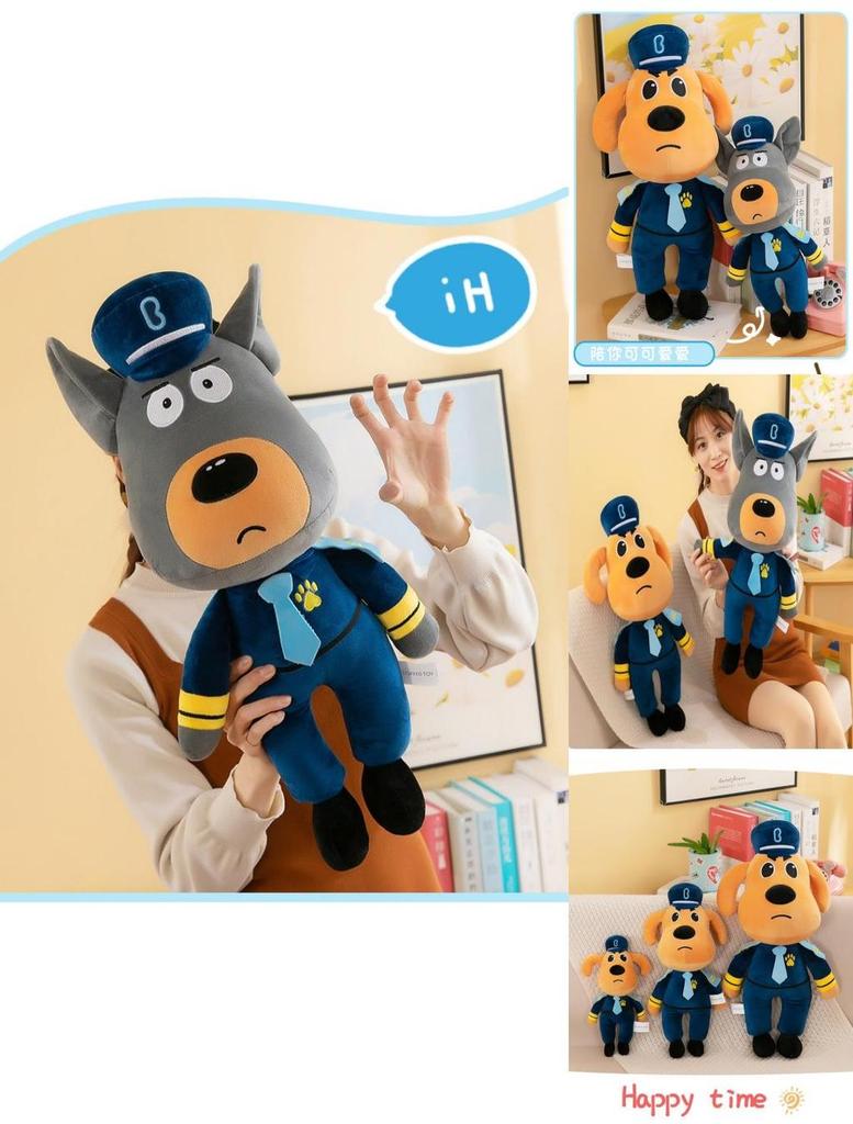 Cute Sheriff Labrador Plush Doll High-quality Pp Cotton Filling Super Soft Short Plush Fur Yellow/grey