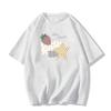 catty pure cotton American retro small man front shoulder short-sleeved t-shirt women's summer loose lazy half-sleeved t-shirt top