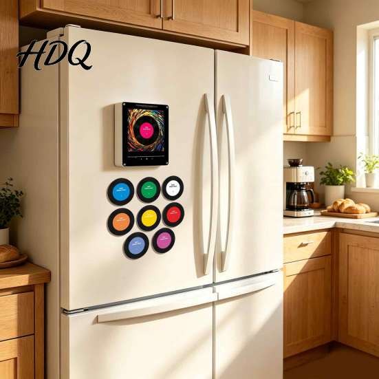 Магнитная музыкальная шкатулка NFC Виниловый проигрыватель Магнит на холодильник на Рождество с 9 программируемыми записями Мини-ретро 256 МБ памяти Светодиодная подсветка Персонализированный