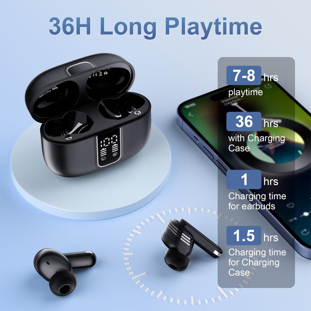 SP99 Wireless Headset With Digital Display Bluetooth-compatible Earbuds ANC ENC Noise Cancelling