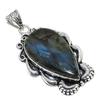 Лабрадорит Драгоценный камень Ручная работа 925 Стерлинговое серебро Ювелирное изделие Подвеска 2,05" i7d42