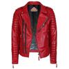 Men Biker Leather Jacket Genuine Red Lambskin Café Racer Motorcycle Outerwear