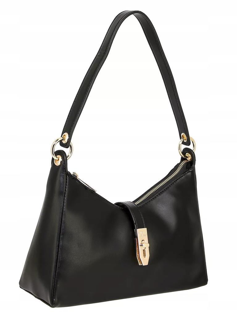 David Jones women's shoulder bag, black eco-leather
