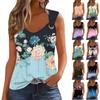 Женская майка для девочек, повседневная майка, топы для женщин, симпатичный вязаный топ-майка с градиентным цветочным принтом, свободный крой, топы без рукавов с струящейся люверсами