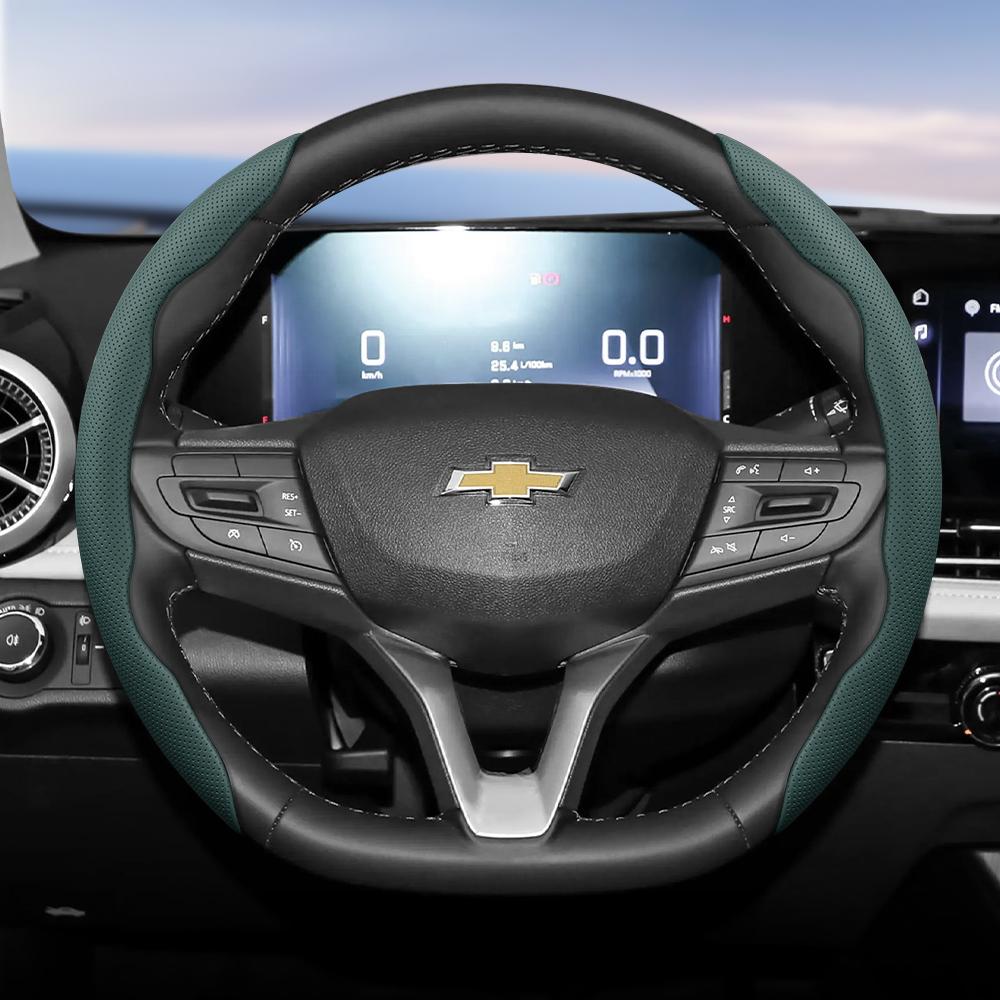 AABHN1 Suitable for Chevrolet Breathable Holes Leather Steering Wheel Cover Segmented Quick Release Design Non-Slip and Durable Cruze Spark Captiva
