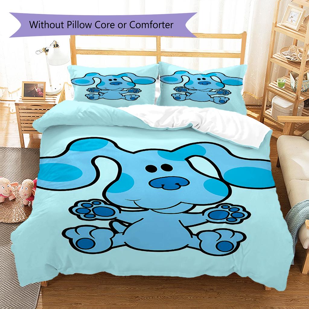 Blue's Clues Pattern Bedding,Quilt Set Quilt Cover Pillowcase Home Birthday Gift (1 * duvet cover + 2 * pillowcase, without core)