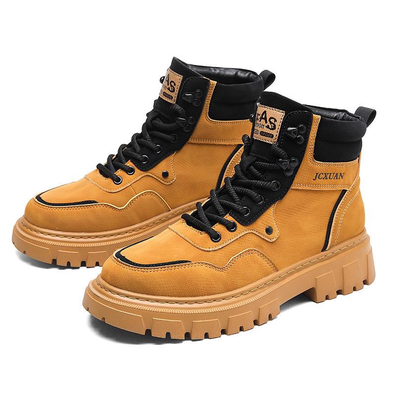 Мужские новые ботинки Martin 2024 года: Осенне-зимняя уличная желтая обувь с высоким берцем и мягкой подошвой для повседневной работы