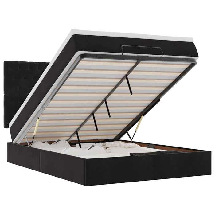VidaXL Cadre de lit ottoman avec matelas noir 140x190 cm velours, cadre de lit, cadre de lit rembourré, cadre de lit ottoman 3314392