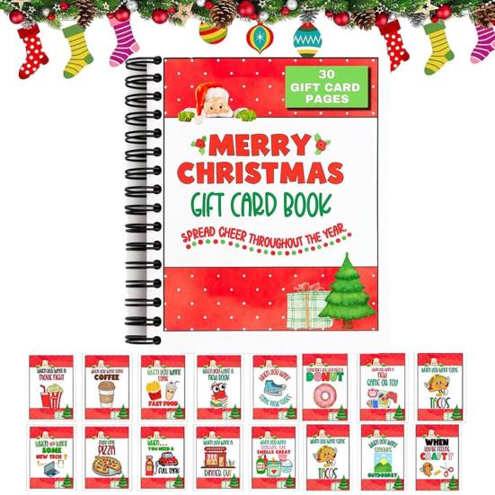 Christmas Gift Card Book Colorful Spiral Bound Merry Christmas Card Book 30 Pages Hardcover Keepsake Gift Card Holder Xmas Gifts