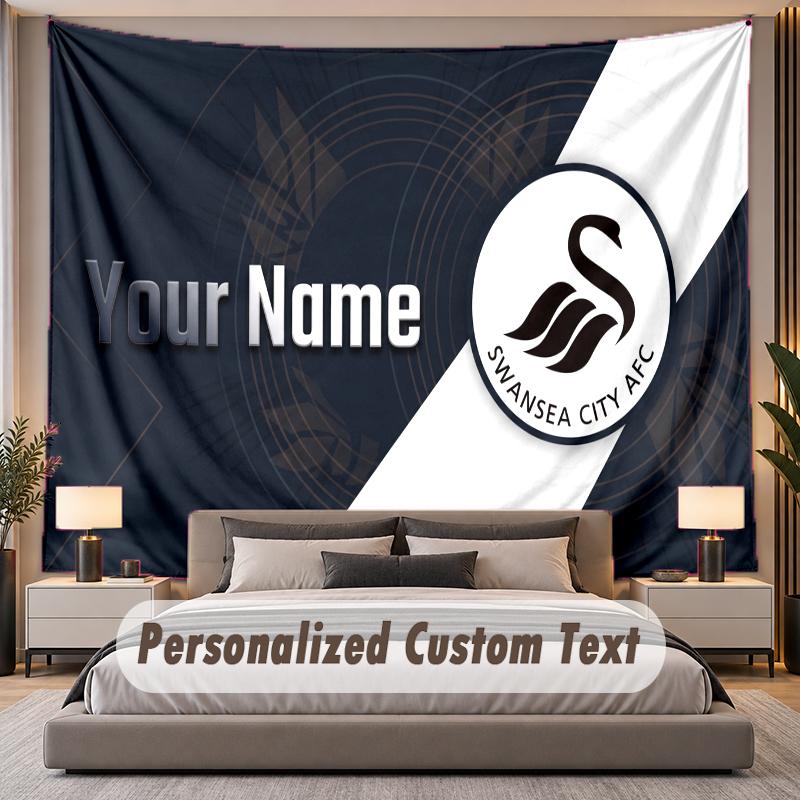 Custom Name Text Tapestry Swansea City FC Personalized Polyester Wall Tapestry For Bedroom And Room