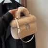 Monochromatic Lamb's Wool Bag for Women Soft Fur Small Square Bag Simple Versatile One Shoulder Crossbody Bags