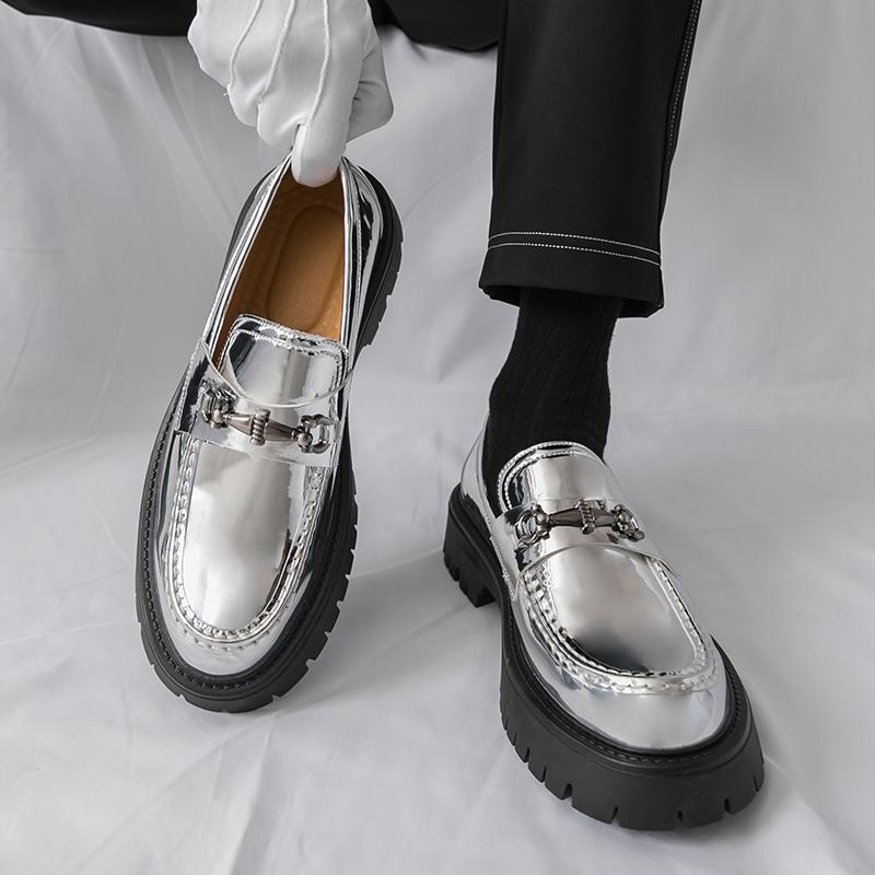 Fashion Golden Thick Soled Metal Buckle Loafers Brand Luxury Men Casual Driving Designer Thick Soled Oxford Shoes Wedding Dress Shoes