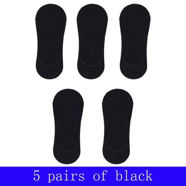 Мужские носки Banboo и хлопковые носки в упаковке, 5 пар, модные повседневные нескользящие силиконовые невидимые тапочки, мужские носки-невидимки, размеры 37-43