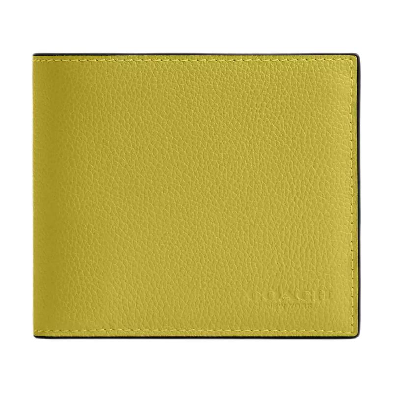 COACH Coin Wallet 10 Brand Logo Print Smooth Cowhide Wallet Mini Men's Yellow yellow