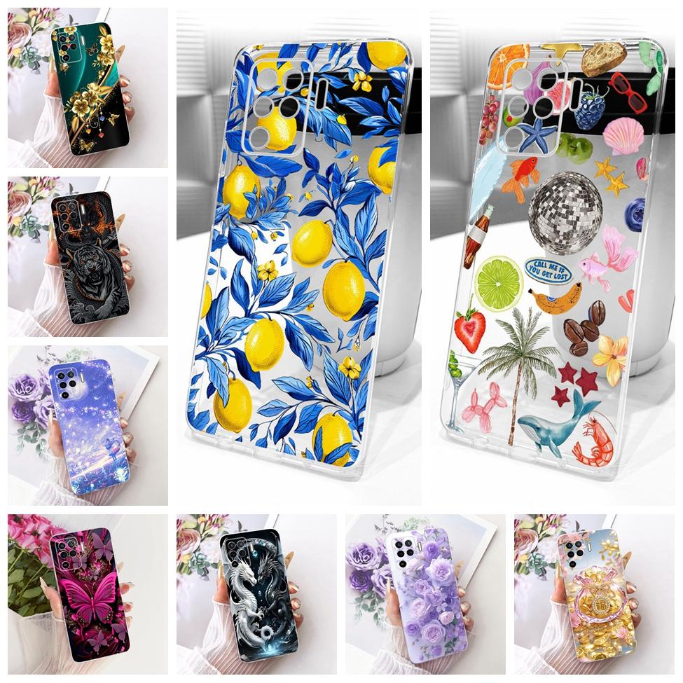 Clear Cover For Oppo A94 4G Case CPH2203 Cute Cat Fashion Butterfly Funny Painted Casing For Oppo Reno 5F CPH2217 Bumper