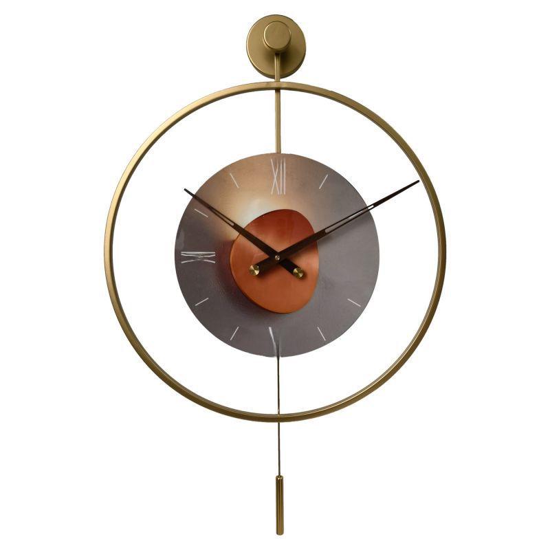 Испанский свет Роскошные простые настенные часы: Креативный дизайн железного кольца с модной функцией качания для домашнего декора.