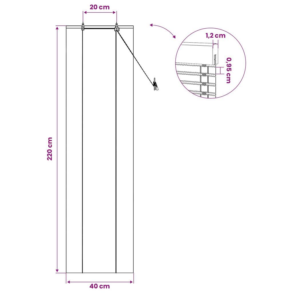Natural Roller Blind 40 x 220 cm Bamboo