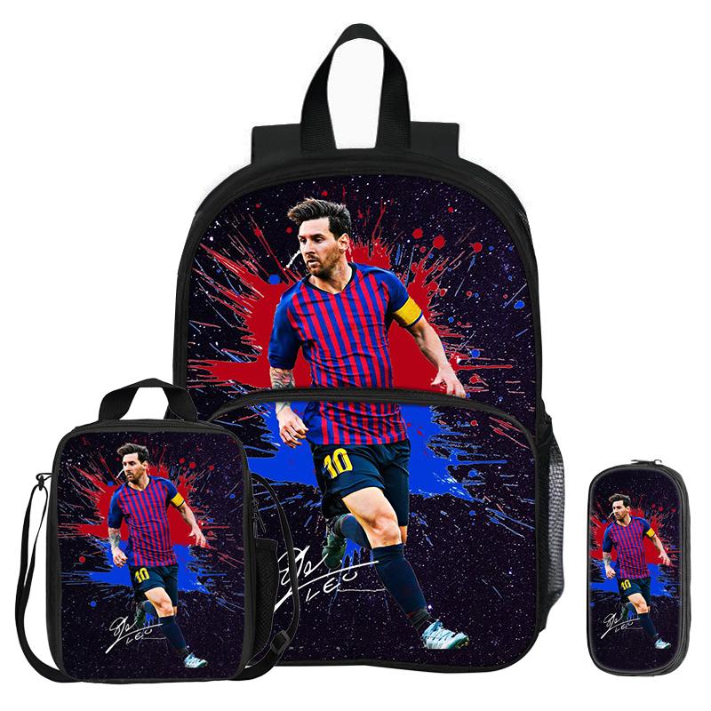 Набор из 3 предметов M-Messi с рюкзаком с передним карманом, спортивный футбольный набор с термосумкой-ланчбокс, пенал футбольной звезды