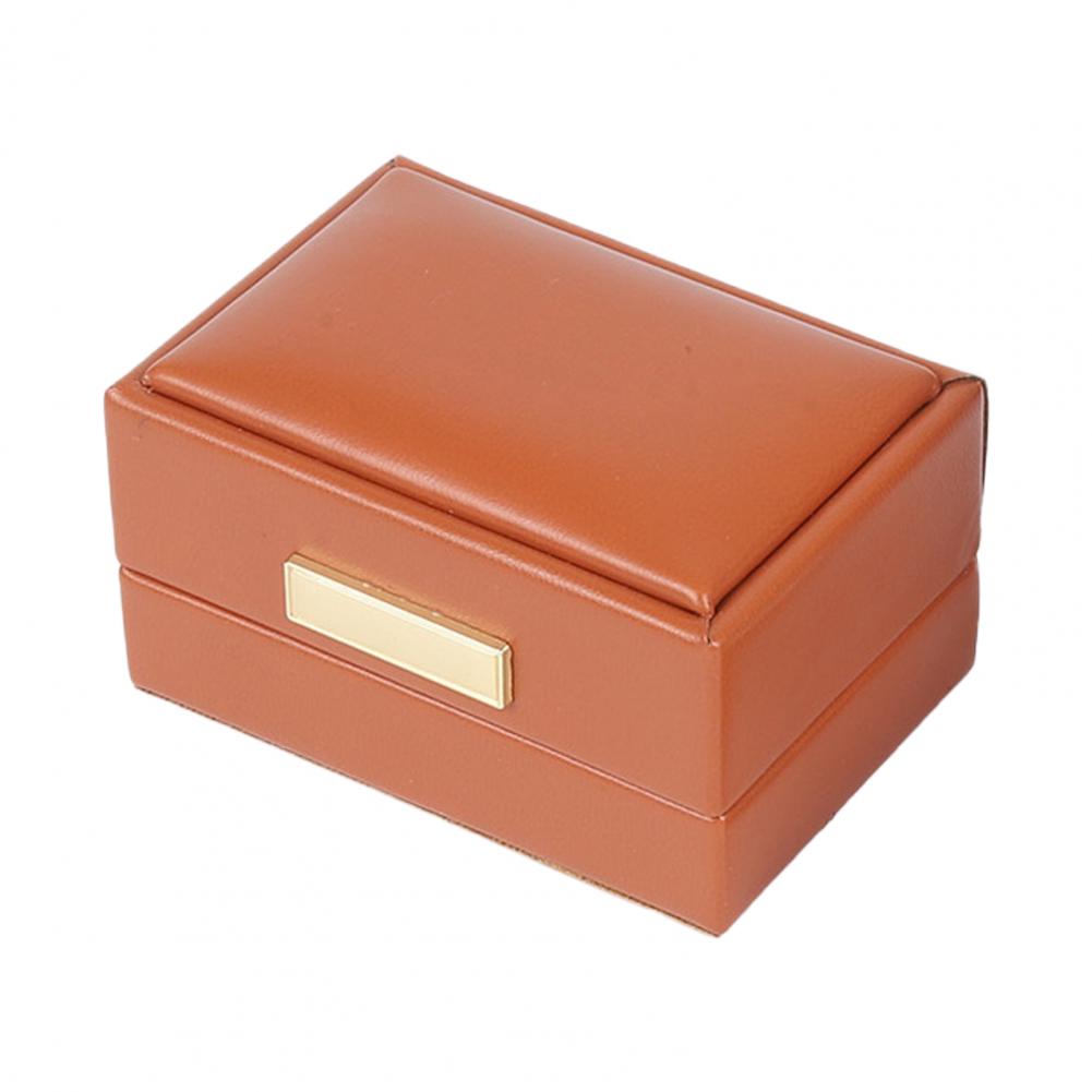 Кожаный футляр для ювелирных изделий Свадебная шкатулка для кольца для предложения Рукоятка из искусственной кожи Шкатулка для колец с мягкой бархатной подкладкой Открывающаяся крышка Хранение ювелирных изделий