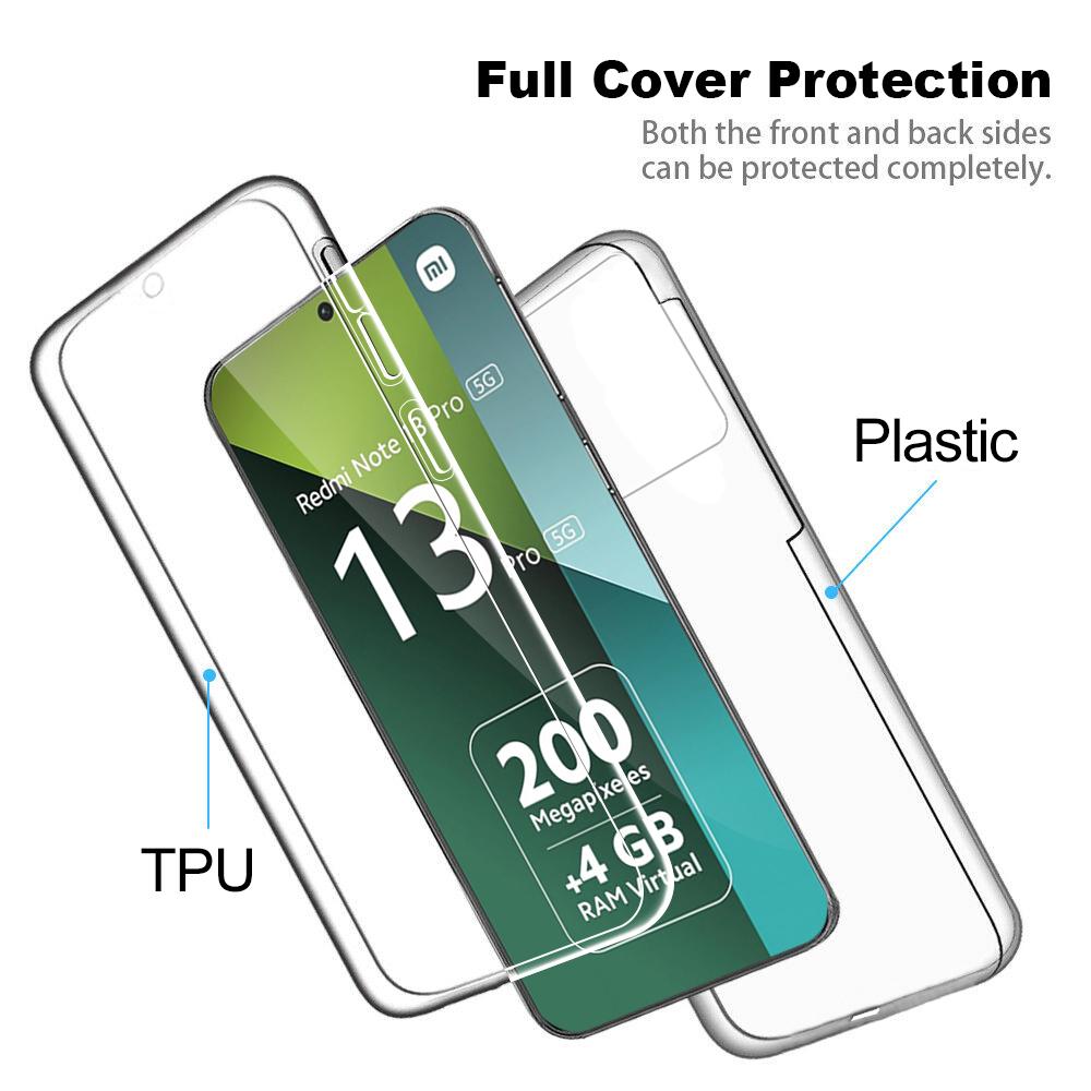 Чехол Redmy Note13 Pro 5G 4G, чехлы с защитой всего корпуса на 360° для Redmi Note 13 Pro+ 5G, прозрачный ПК+ПЭТ, двусторонний противоударный чехол