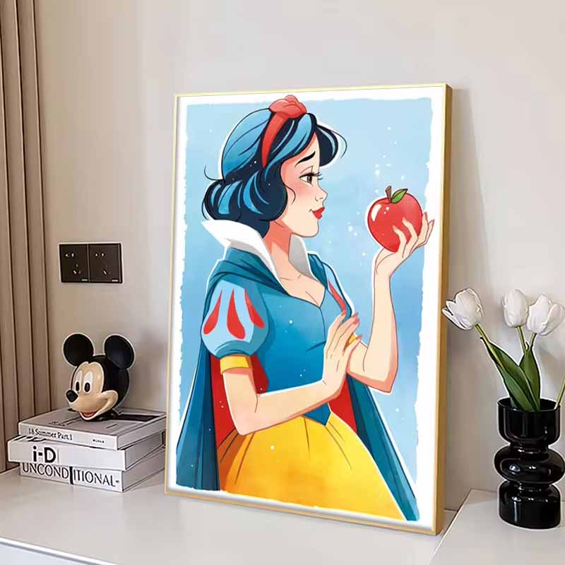 Disney 5D DIY Алмазная живопись Белоснежка Акварельная иллюстрация Полная квадратная алмазная мозаика Мультяшная вышивка крестом Картина для украшения дома