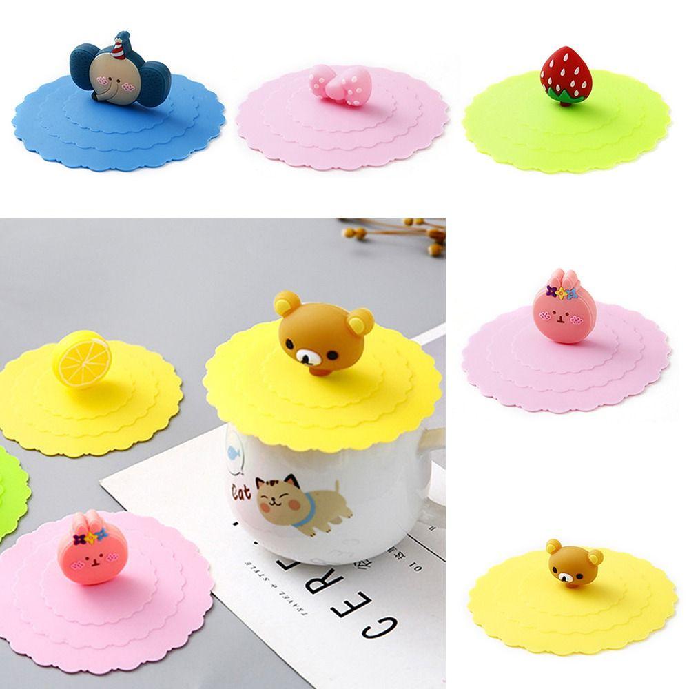 Sealed Cartoon Dustproof Tea Lids Leakproof Proof Lid Cup Cup Accessories Silicone Cup Cover