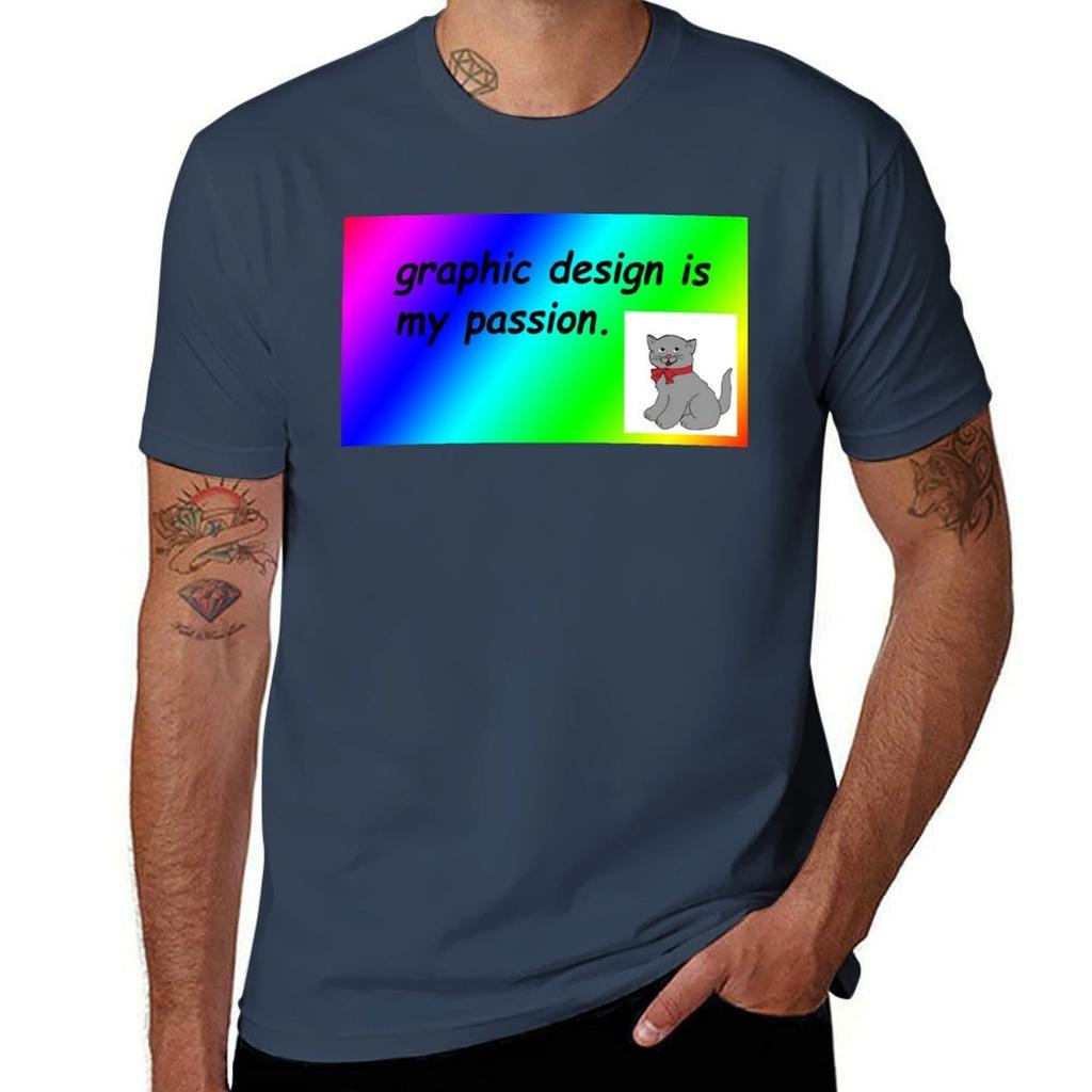 Graphic design is my passion rainbow comic sans T-Shirt t shirt man casual t shirt personalised T-Shirt