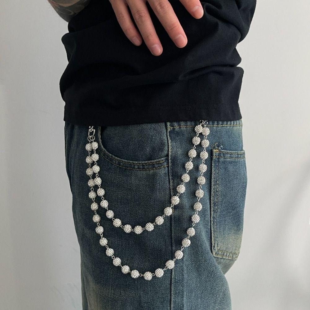Turquoise Pearl Waist Chain Tassel Pants Chain Goth Punk Belt Chain  Male