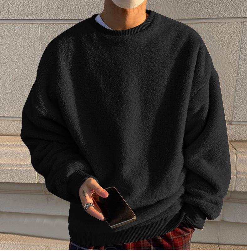 Men's Double-Sided Fleece Hoodie with Pocket and Long Sleeves