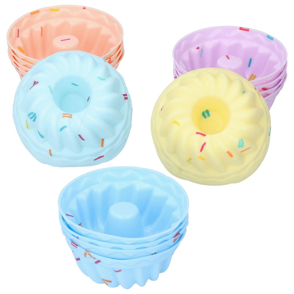 20Pcs Small Cake Cup Baking Mold Reusable Easy Clean Silicone Mini Cupcake HoldersThread Set