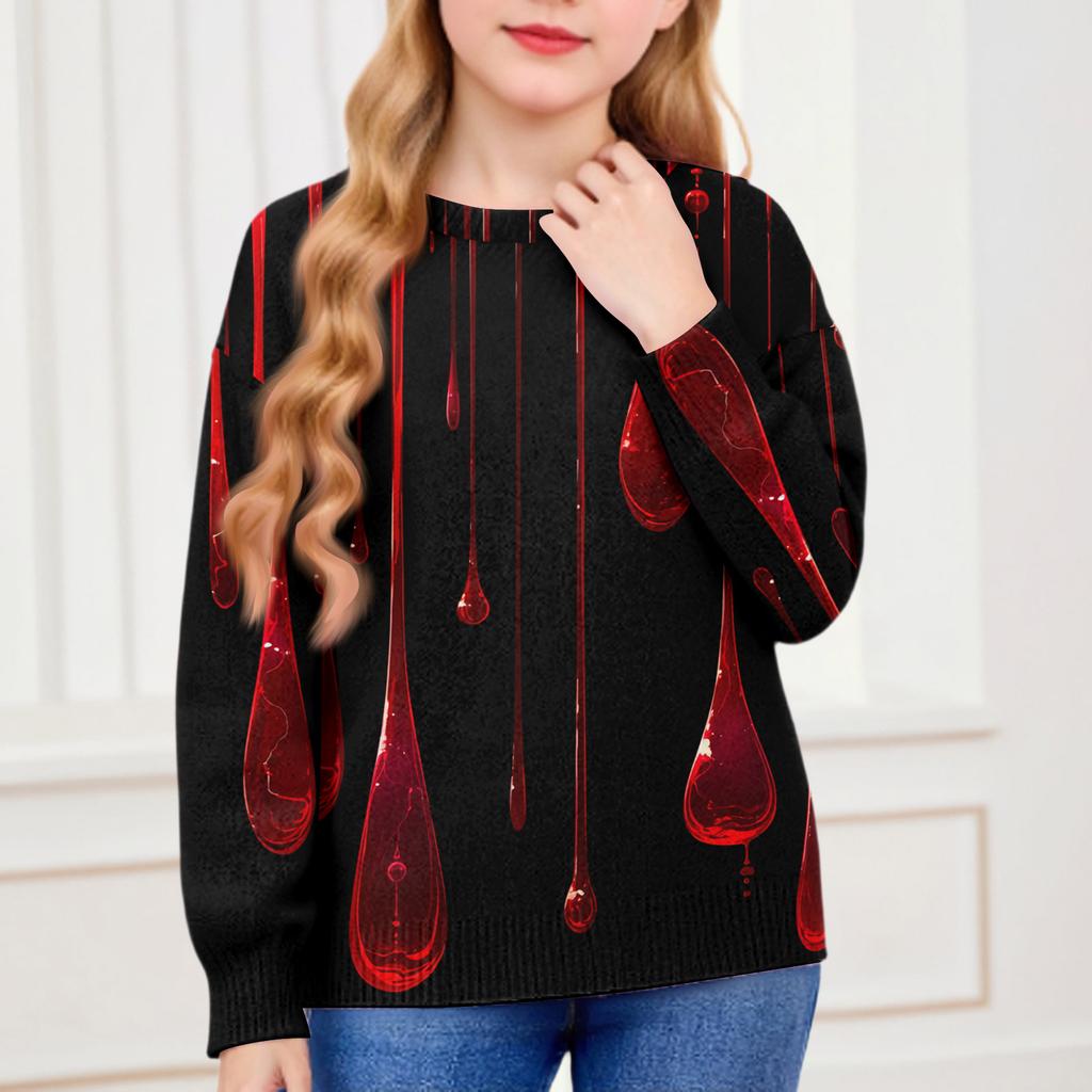 Толстовки на Хэллоуин для детей, мальчиков и девочек, вязаный свитер, милая рубашка, осенние пуловеры с круглым вырезом