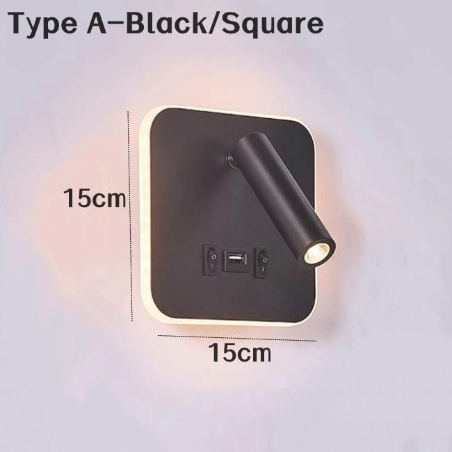 Светодиодные настенные светильники Nordic с USB-портом для зарядки, бра для спальни, кабинета, чтения, настенный светильник с выключателем