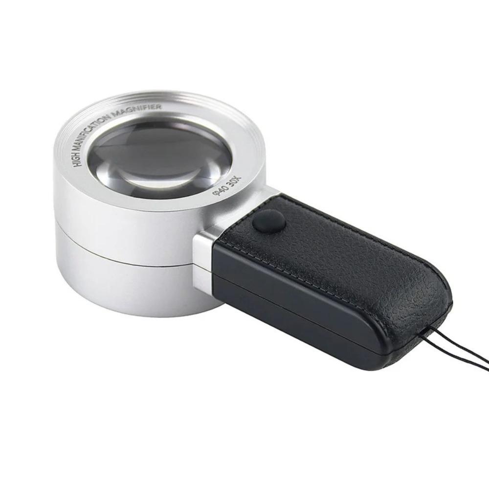 Handheld 30X Magnifying Glass with Professional LED Light Jewelry Appraisal Magnifying Glass