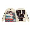 Mens Oversized Cotton Long Sleeve Tee With Skull Graphic Print Streetwear Rock Band Style Loose Fit Teens Adults