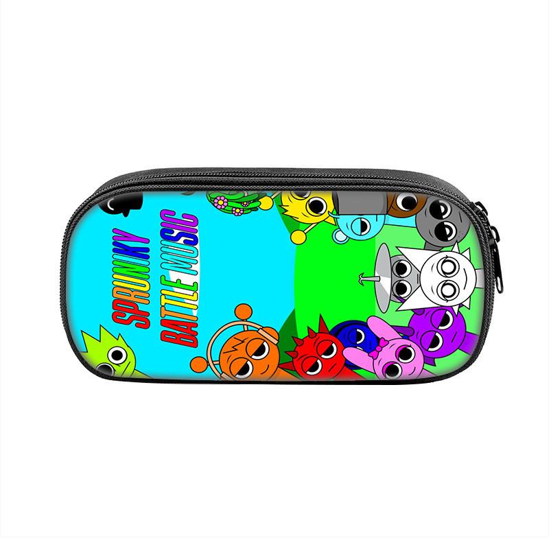 Sprunki Game Character Print Student Single Layer Stationery Storage Bag For Students And Office Supplies