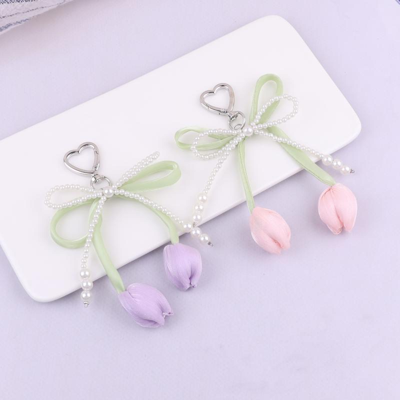 Трендовый Универсальный Брелок с Бантом-Тюльпаном Милый Брелок-Подвеска с Бантом для Женщин Девочек Изысканные Аксессуары для Украшения Рюкзака Подарки