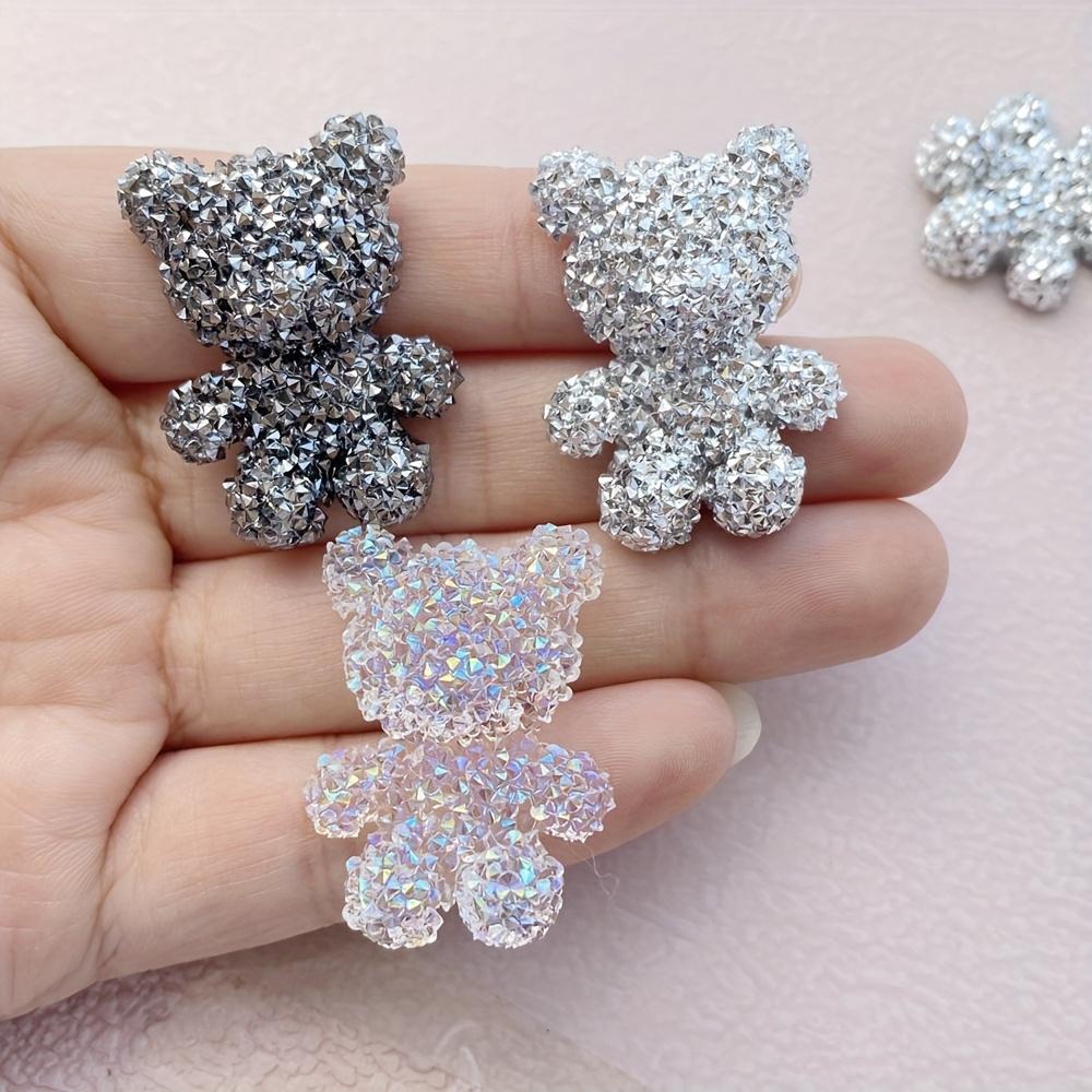 6 Sparkling Resin Teddy Bear Decorations - Cute Sparkling Cartoon Bear Decorations, Suitable for DIY Jewelry, Keychains, Hairpin