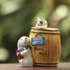 Cartoon Cute Wine Barrel Cat And Dog Mini Model Ornament For Garden Decoration