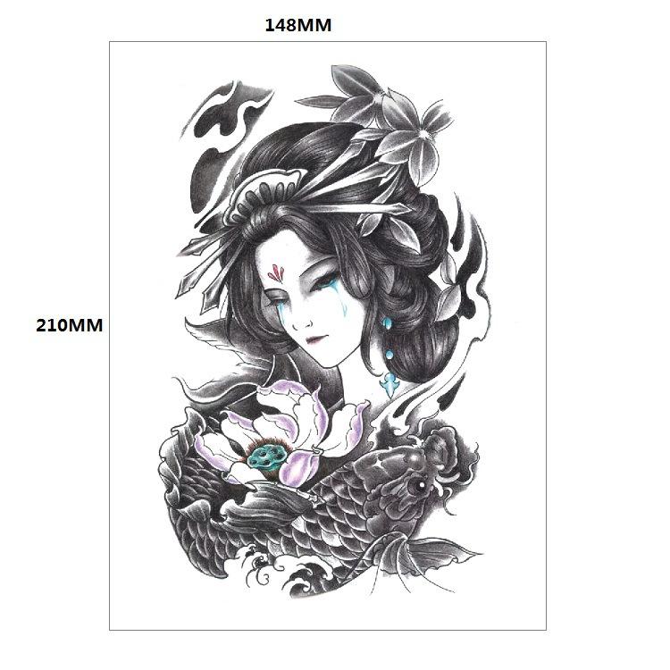 Традиционная красивая женщина персонаж слезы гейши цветная вода переводная цветочная рука анти-реальная татуировка наклейка татуировка
