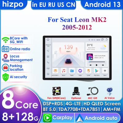 Carplay 4G 9'' 6+128 2din Android автомобильное радио для Seat Leon 2 MK2 2005-2012 Carplay 4G мультимедийный видеоплеер интеллектуальный экран авторадио аудио
