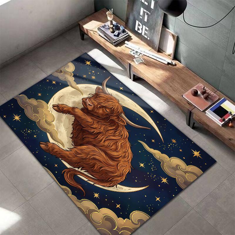 Moon animal cloud Pattern Square Carpet,Area Rug,Carpet Rug for Living Room Bedroom Sofa Playroom Decor,Non-slip Floor Mat,Holiday Birthday Gifts