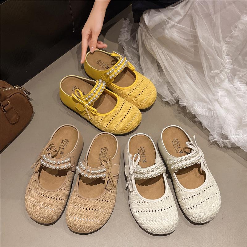 Platform-soled Boken shoes bag head half slippers women's outer wear 2025 new spring and summer one-pedal pregnant women Mary Jane cool slippers