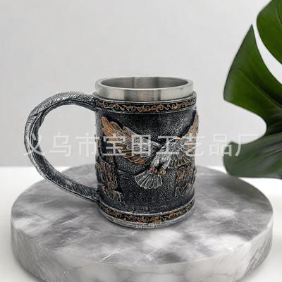 Кружка с крылатым орлом, кофейная чашка из нержавеющей стали, ретро чашка для воды, украшение для бара в стиле ретро, украшение для дома в стиле ретро